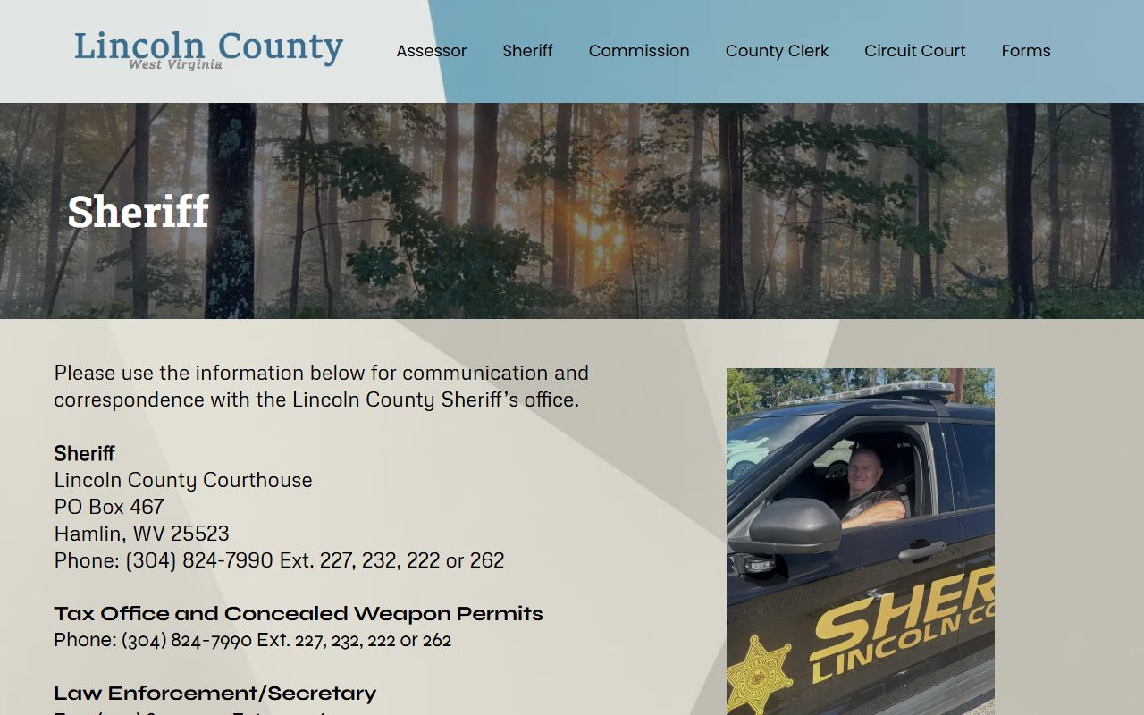 Lincoln County inmate records sheriff contact page
